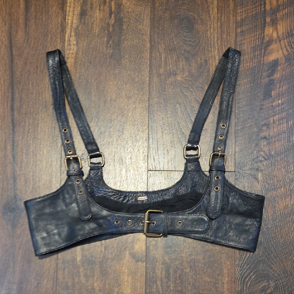 Free People Rebel Black Leather Adjustable Harness Size Medium